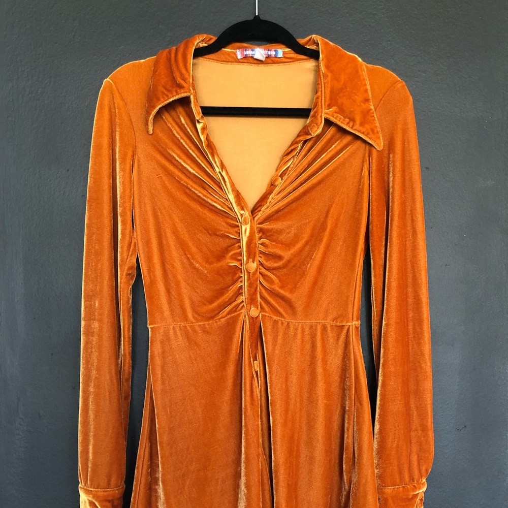 Urban Outfitters Orange Velvet Dress